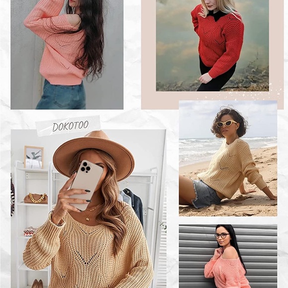 Summer Soft Crewneck Long Sleeve Hollow Cable Knit Pullover Sweaters - Picture 5 of 6